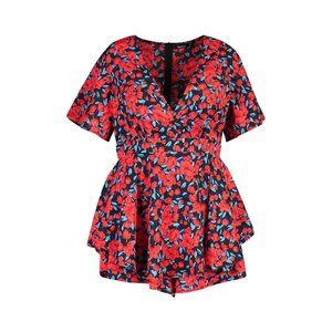 PLUS FLORAL WRAP SKORT ROMPER